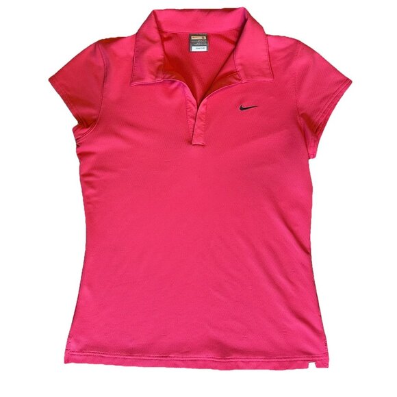 Nike FIT Dri Pink Polo Short Sleeve Stretch Shirt Women’s Size Small - Picture 1 of 6